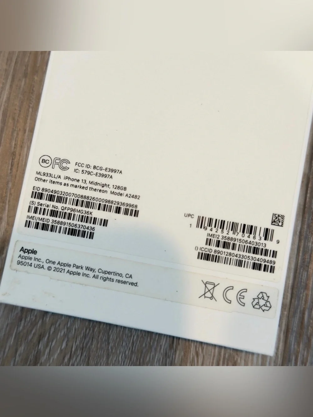Apple iPhone 13 Empty Box